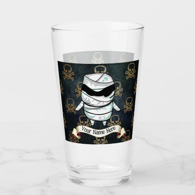 Halloween | Mummy | Schädel | PERSONALISIERT | Gla Glas (Vorderseite)
