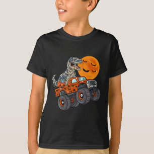 Halloween Mummy T Rex Monster Truck Boys Kids Tee