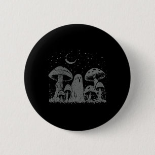 Halloween Mushroom Ghost Vintag Grunge 90 Aesthet Button