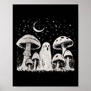 Halloween Mushroom Ghost Vintag Grunge 90 Aesthet Poster