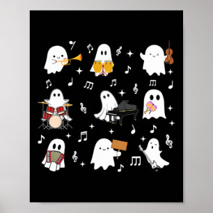 Halloween Music Teacher Ghost spielt Musical Inst Poster