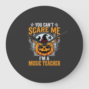 Halloween-Musiklehrer Gruseliger Kürbis Grafik Große Wanduhr