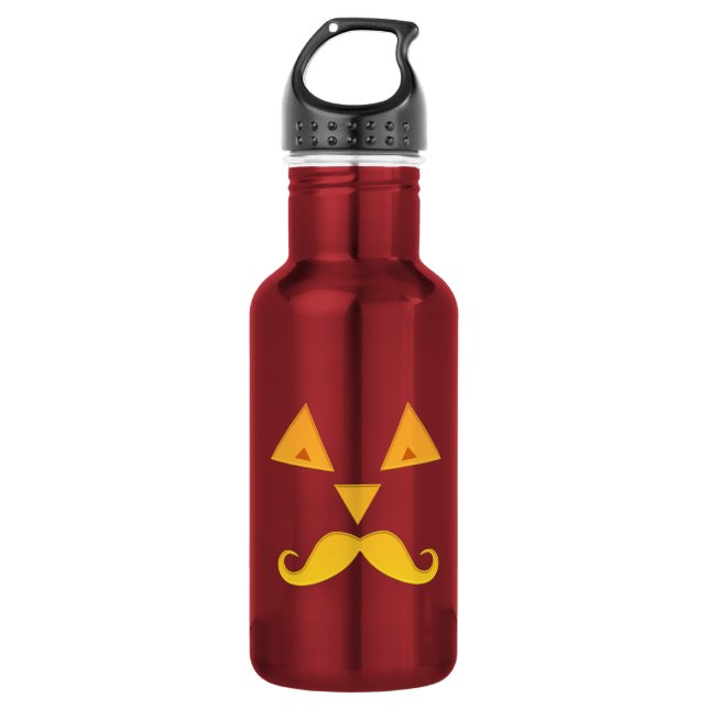 Halloween Mustache Pumpkin Edelstahlflasche (Vorderseite)