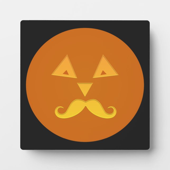 Halloween Mustache Pumpkin-Plakette Fotoplatte (Vorderseite)