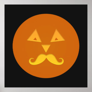 Halloween Mustache Pumpkin-Poster Poster