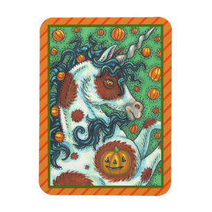 HALLOWEEN MUSTANG, WILD PINTO UNICORN MAGNET