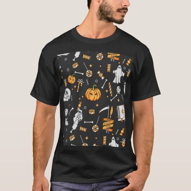 Halloween Muster 2 T-Shirt (Vorderseite)