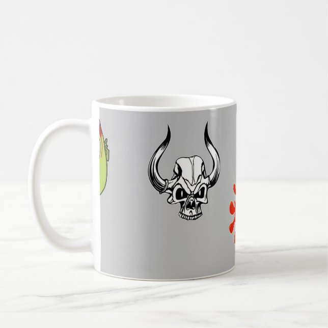 Halloween-Muster auf grau Kaffeetasse (Links)