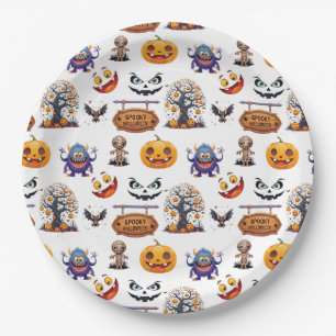 Halloween-Muster auf Pappteller