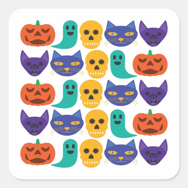 Halloween-Muster-Aufkleber Quadratischer Aufkleber (Vorderseite)