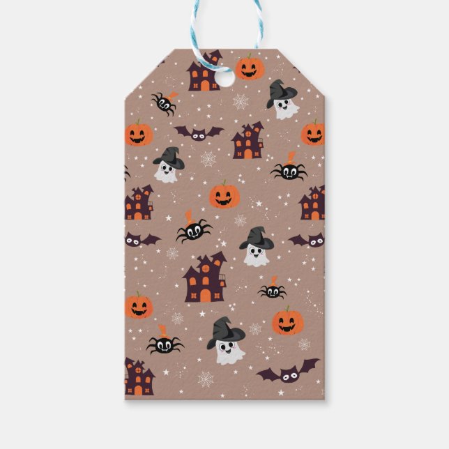 Halloween-Muster blass Geschenkanhänger (Vorderseite)