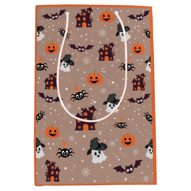 Halloween-Muster blass Mittlere Geschenktüte (Vorderseite)