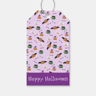 Halloween-Muster Dankeschön-Kürbisse Lila Geschenkanhänger