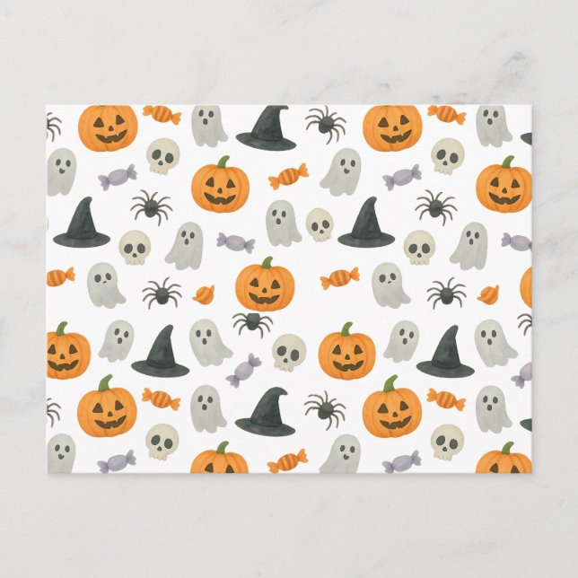 Halloween-Muster Feiertagspostkarte (Vorderseite)