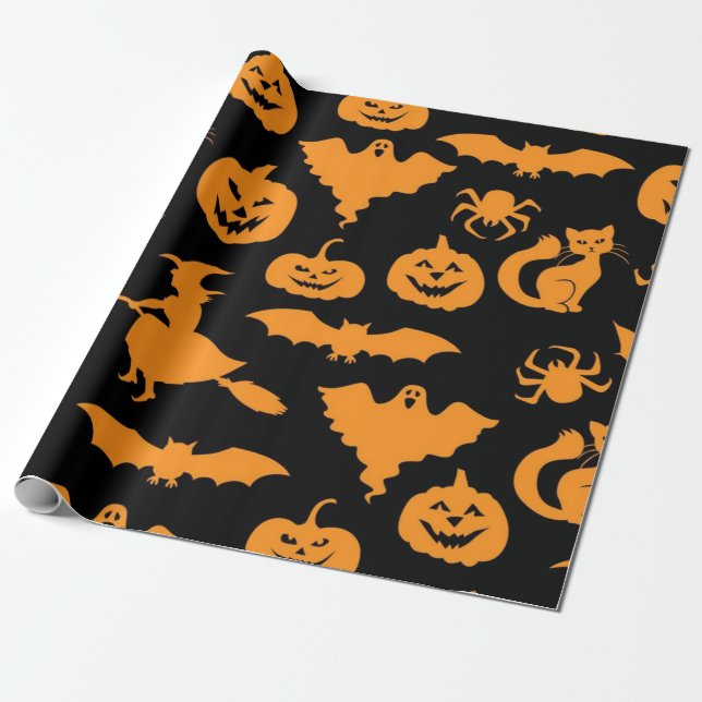 Halloween-Muster Geschenkpapier (Ungerollt)