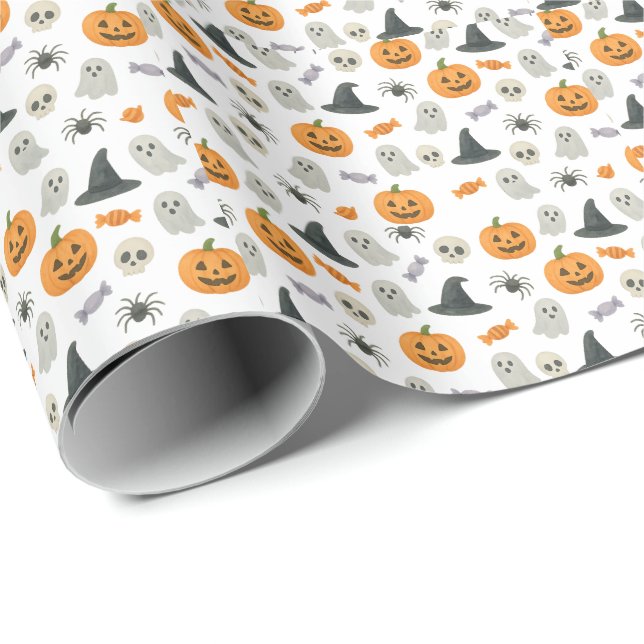 Halloween-Muster Geschenkpapier (Rolleneckpunkt)