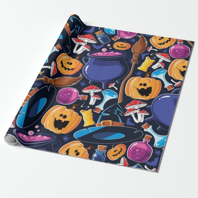 Halloween-Muster Geschenkpapier (Ungerollt)