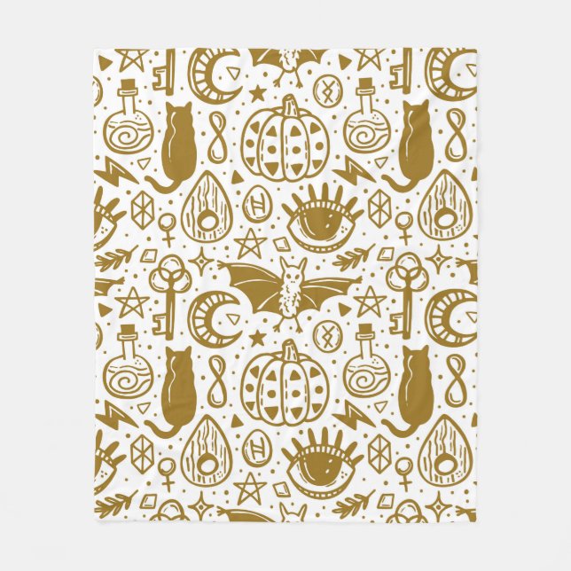 Halloween-Muster. Goldene Tinte Fleecedecke (Vorderseite)