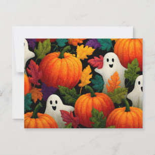 Halloween Muster Hintergrund mit Orange Pumpkins Postkarte