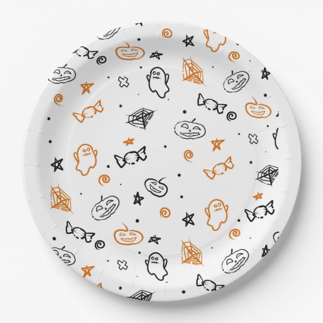 Halloween-Muster Hintergrund  Pappteller (Vorderseite)