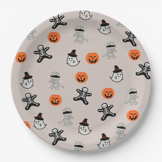 Halloween-Muster Hintergrund  Pappteller (Vorderseite)