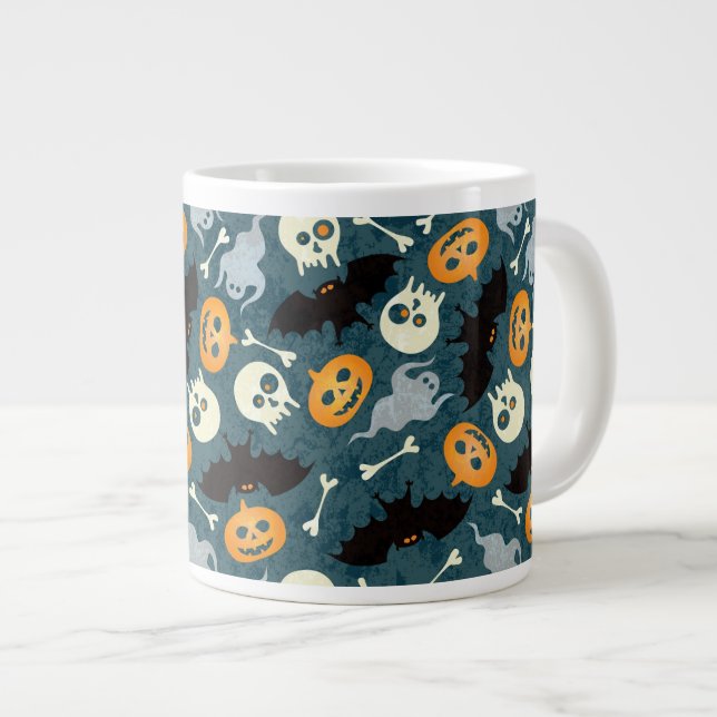 Halloween-Muster Jumbo-Tasse (Vorderseite Rechts)