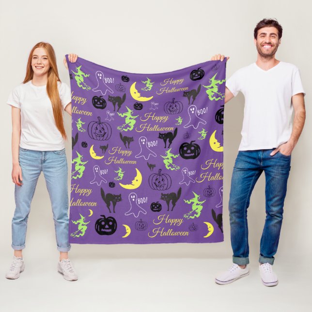 Halloween-Muster Lila Fleecedecke (Beispiel)