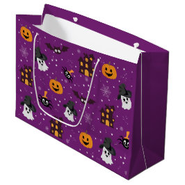 Halloween-Muster lila Große Geschenktüte