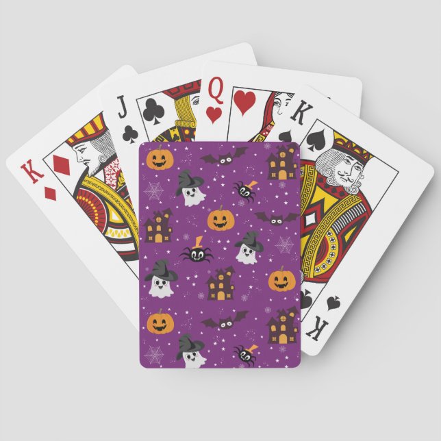 Halloween-Muster lila Spielkarten (Rückseite)