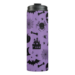 Halloween-Muster lila und schwarz Thermosbecher