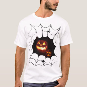 Halloween Muster mit Kürbis und Spinnen T-Shirt