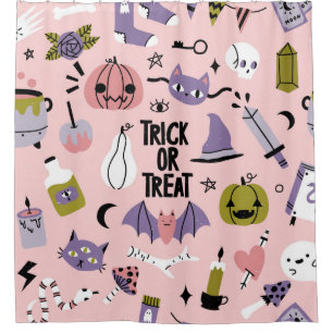 Halloween-Muster mit verschiedenen niedlichen Wage Duschvorhang