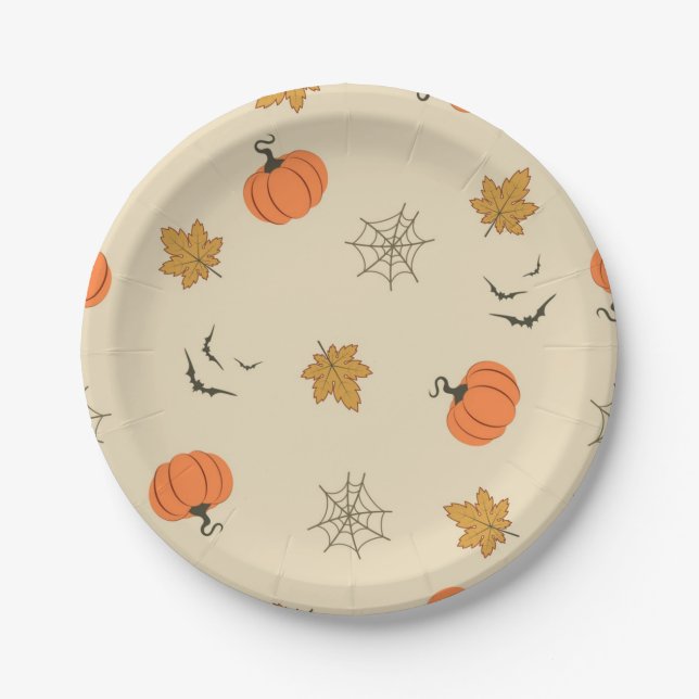Halloween-Muster Pappteller (Vorderseite)