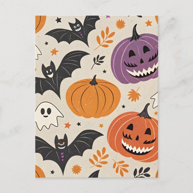 Halloween-Muster Postkarte (Vorderseite)