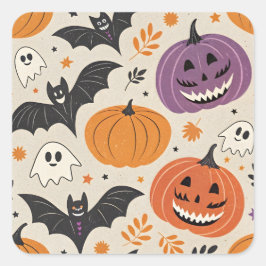 Halloween-Muster Quadratischer Aufkleber