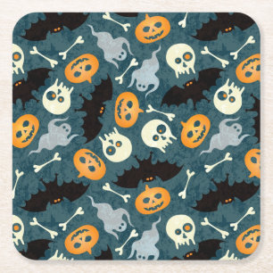Halloween-Muster Rechteckiger Pappuntersetzer