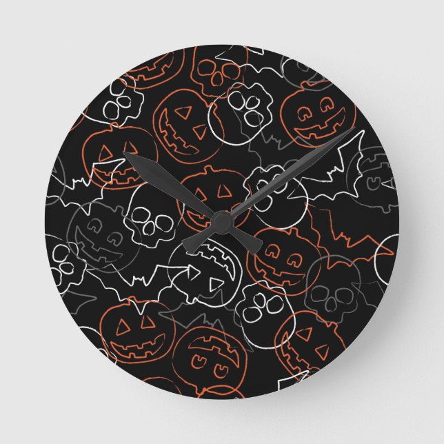 Halloween-Muster Runde Wanduhr (Vorderseite)