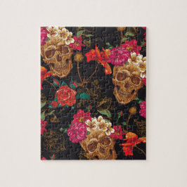 Halloween-Muster, Schädel, Rosen, gotisch, Puzzle