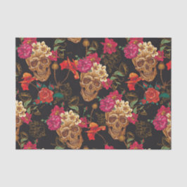 Halloween-Muster, Schädel, Rosen, gotisch, Seidenpapier