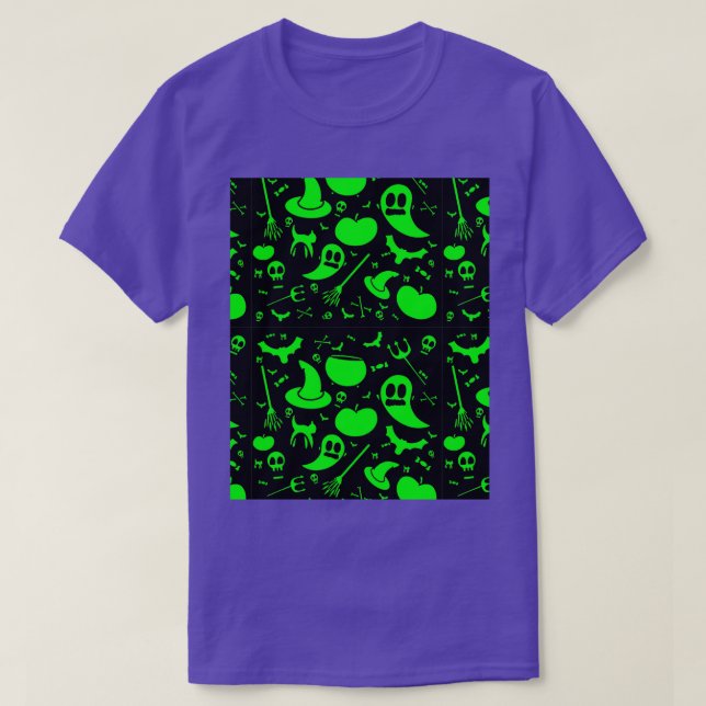 Halloween-Muster Schwarz Light Reactive Graphic T-Shirt (Design vorne)