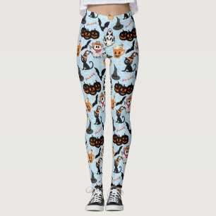 Halloween-Muster. Spooky und niedlich L Blue BG Leggings