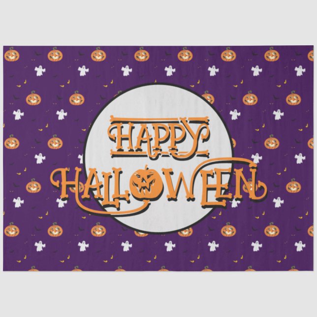 Halloween-Muster und -Botschaft Seidenpapier (Vorderseite)