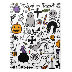 Halloween-Muster. Vintager Hintergrund Notizblock