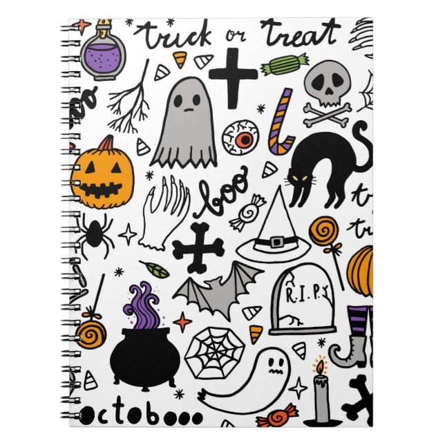 Halloween-Muster. Vintager Hintergrund Notizblock (Vorderseite)