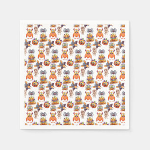 Halloween-Muster von Kreaturen Serviette
