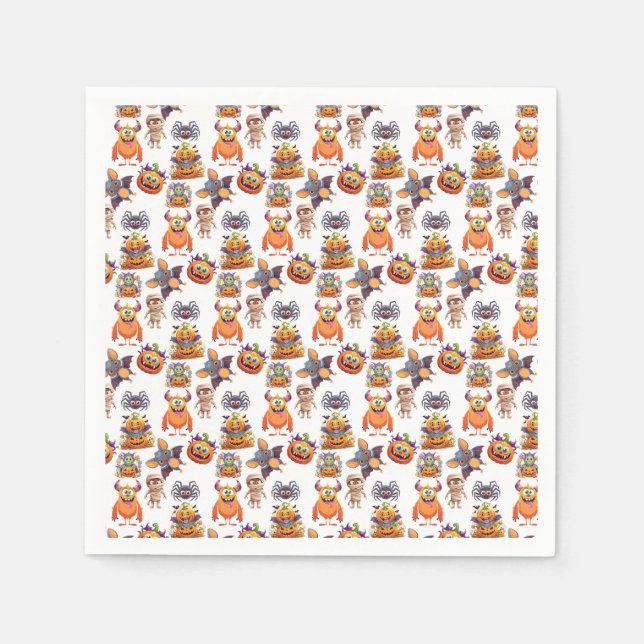 Halloween-Muster von Kreaturen Serviette (Vorderseite)