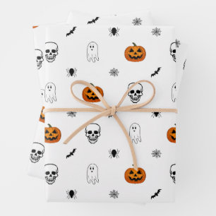 Halloween-Muster Weißwrapping Paper Sheets Geschenkpapier Set