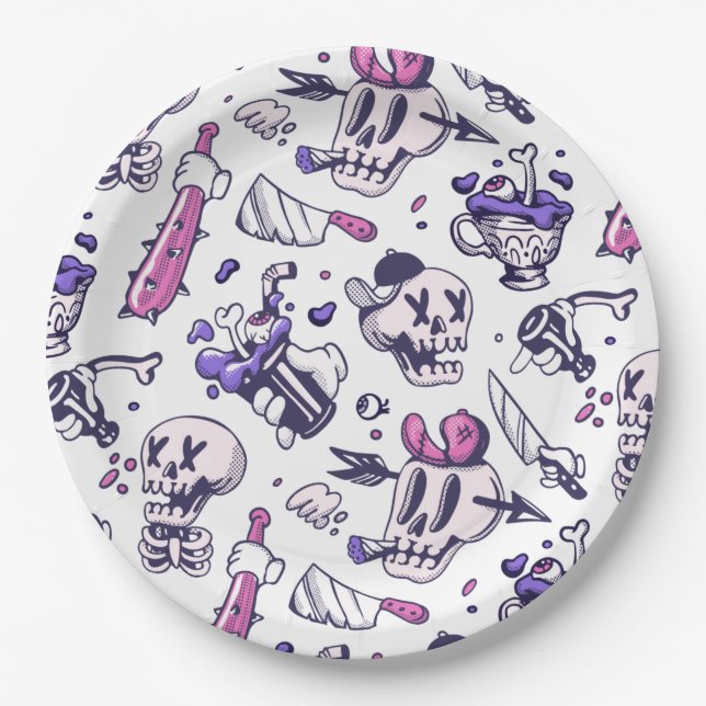 Halloween-Musterdekoration Pappteller (Vorderseite)