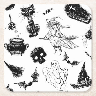 Halloween-Musterdesign Rechteckiger Pappuntersetzer