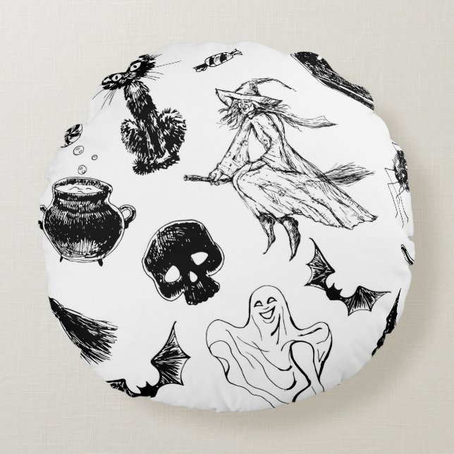 Halloween-Musterdesign Rundes Kissen (Vorderseite)